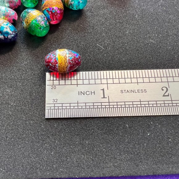 NWOT📌 80 Glass Beads Oval Hand Painted  for Jewelry Making - Craft - Creative - Picture 8 of 16